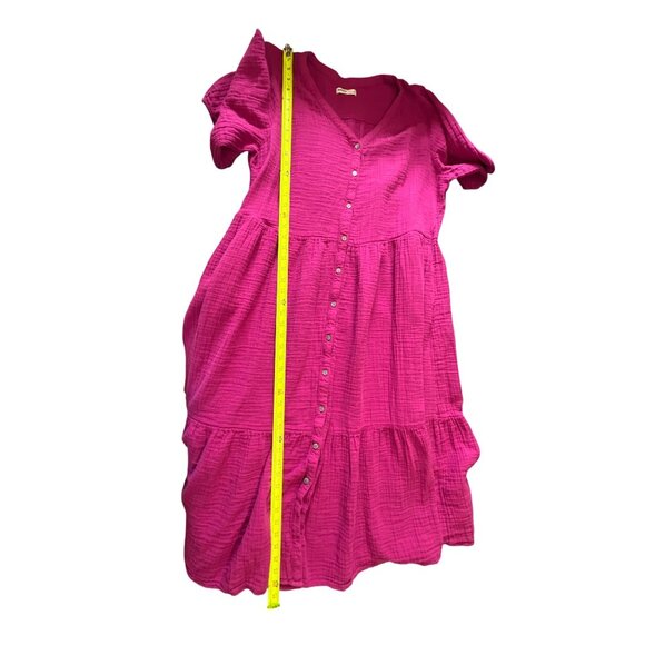 Sonoma Womens Button-Down Dress 2X Purple 100% Cotton V-Neck Beachy Resort - Picture 2 of 11